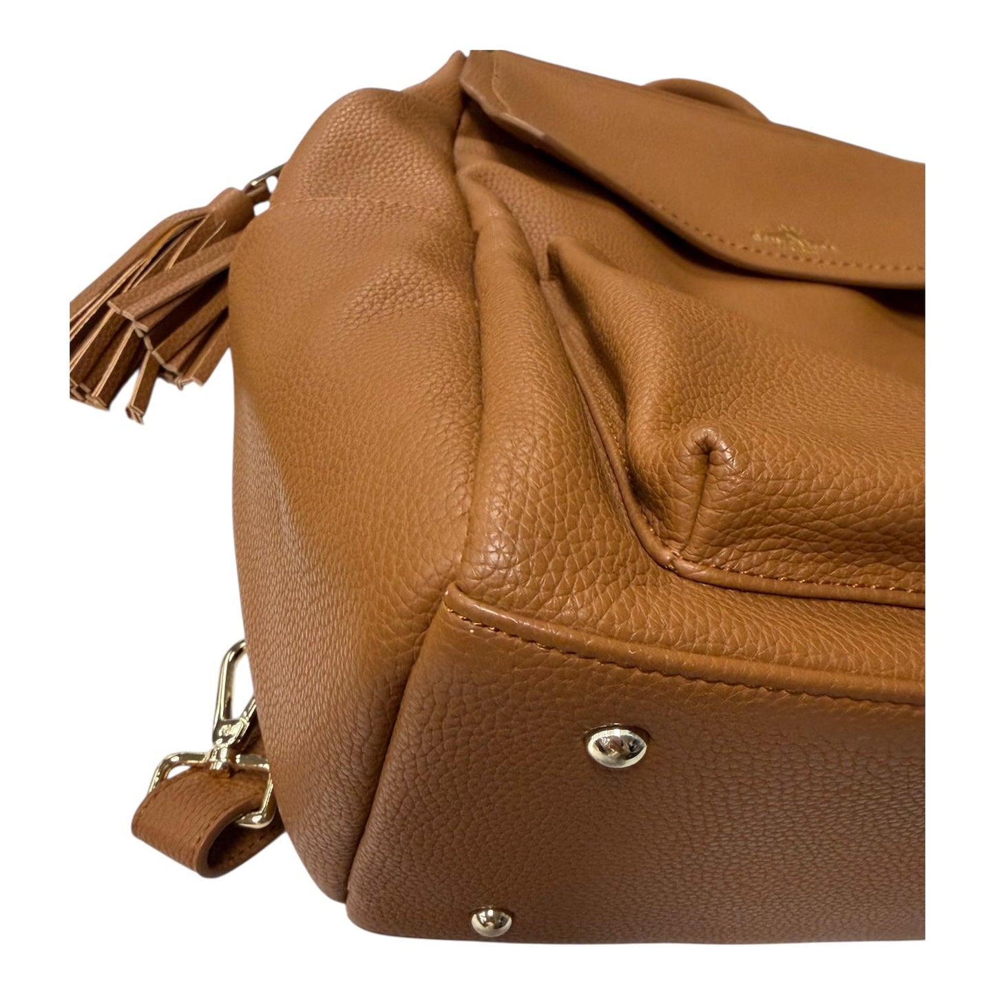 Backpack Leather  In Bronze, Size:Large