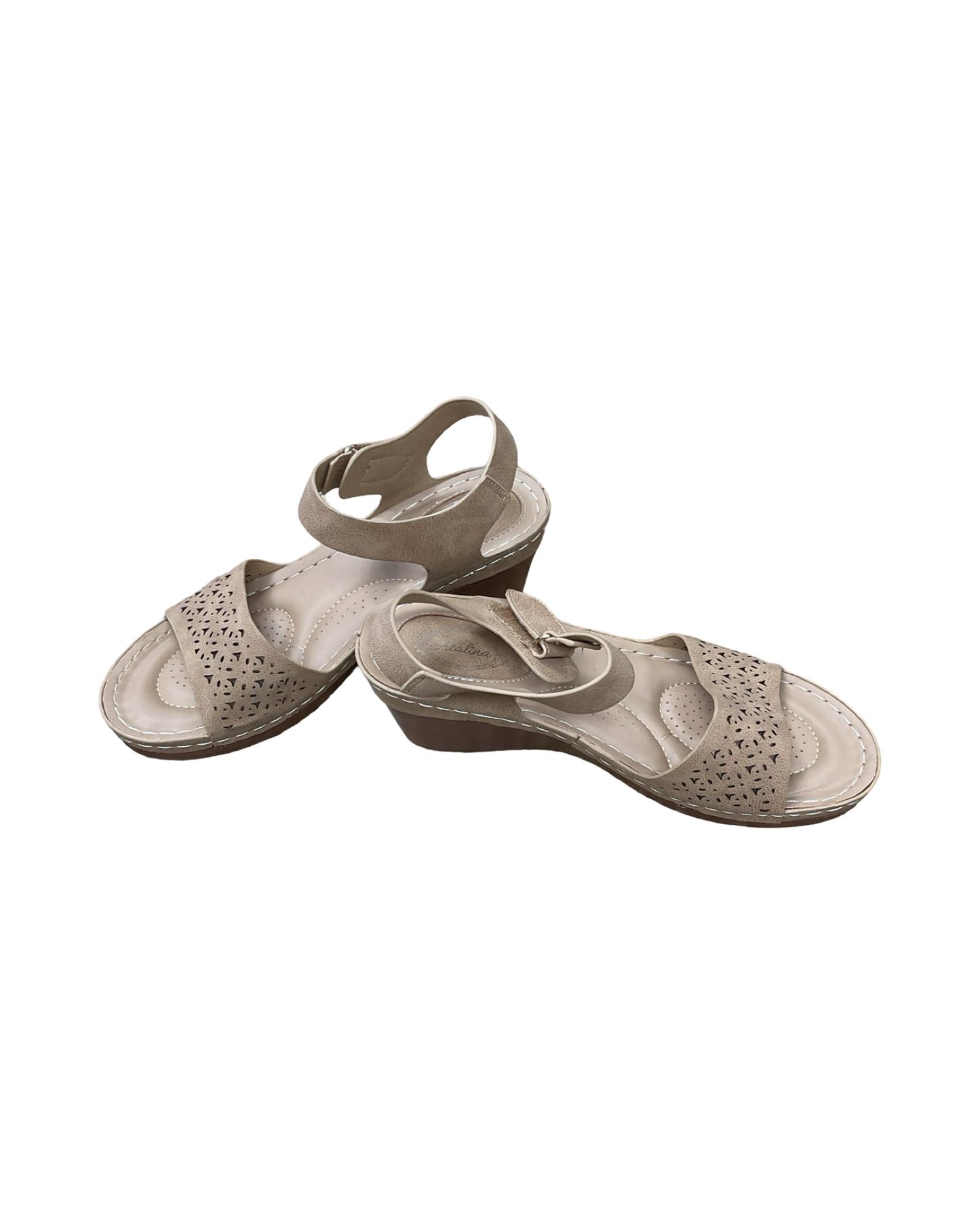 Sandals Heels Platform By Clothes Mentor In Tan, Size:8.5