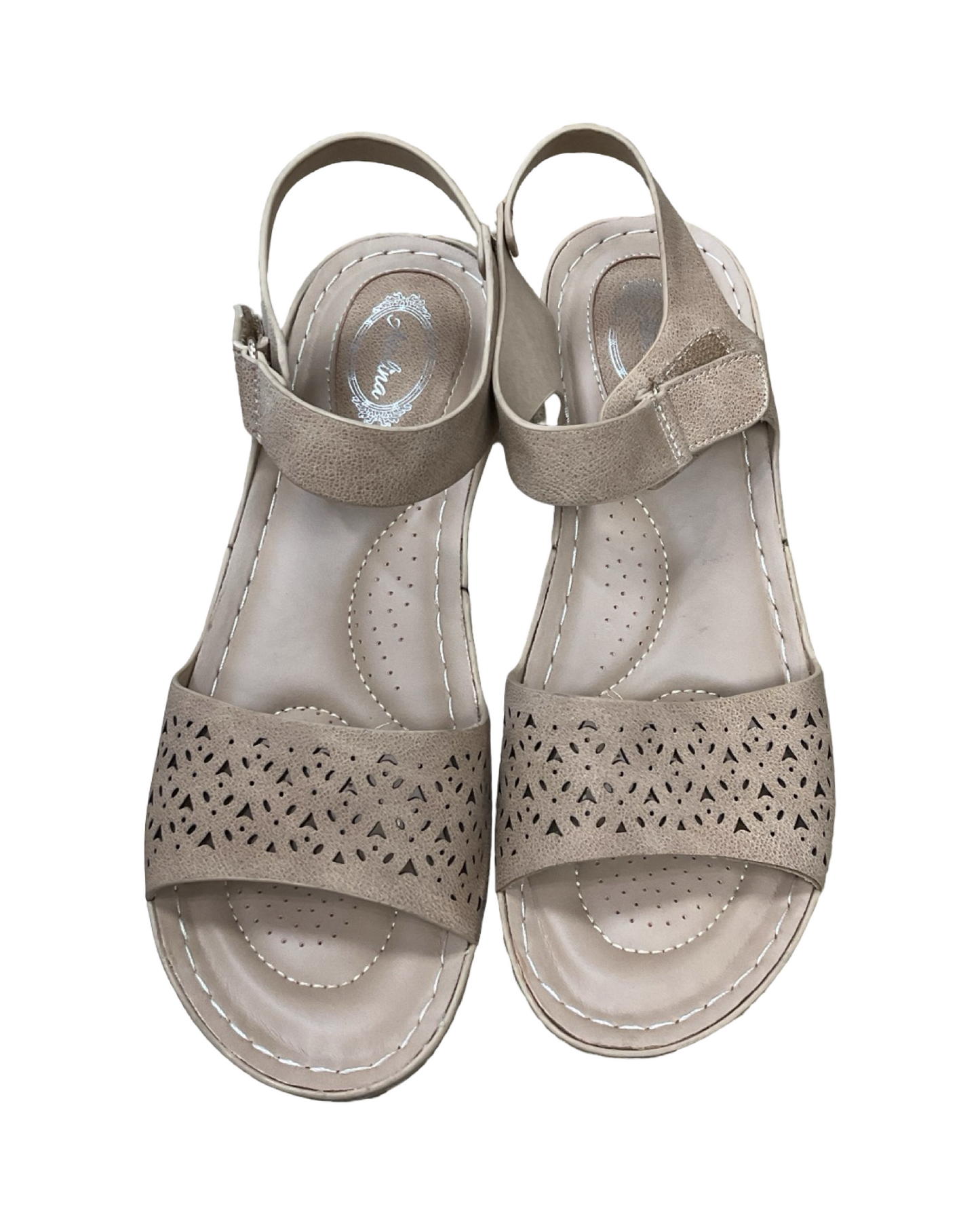 Sandals Heels Platform By Clothes Mentor In Tan, Size:8.5