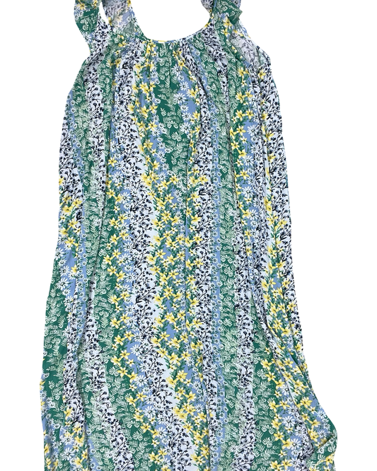 Dress Casual Midi By Loft In Green & Yellow, Size:L