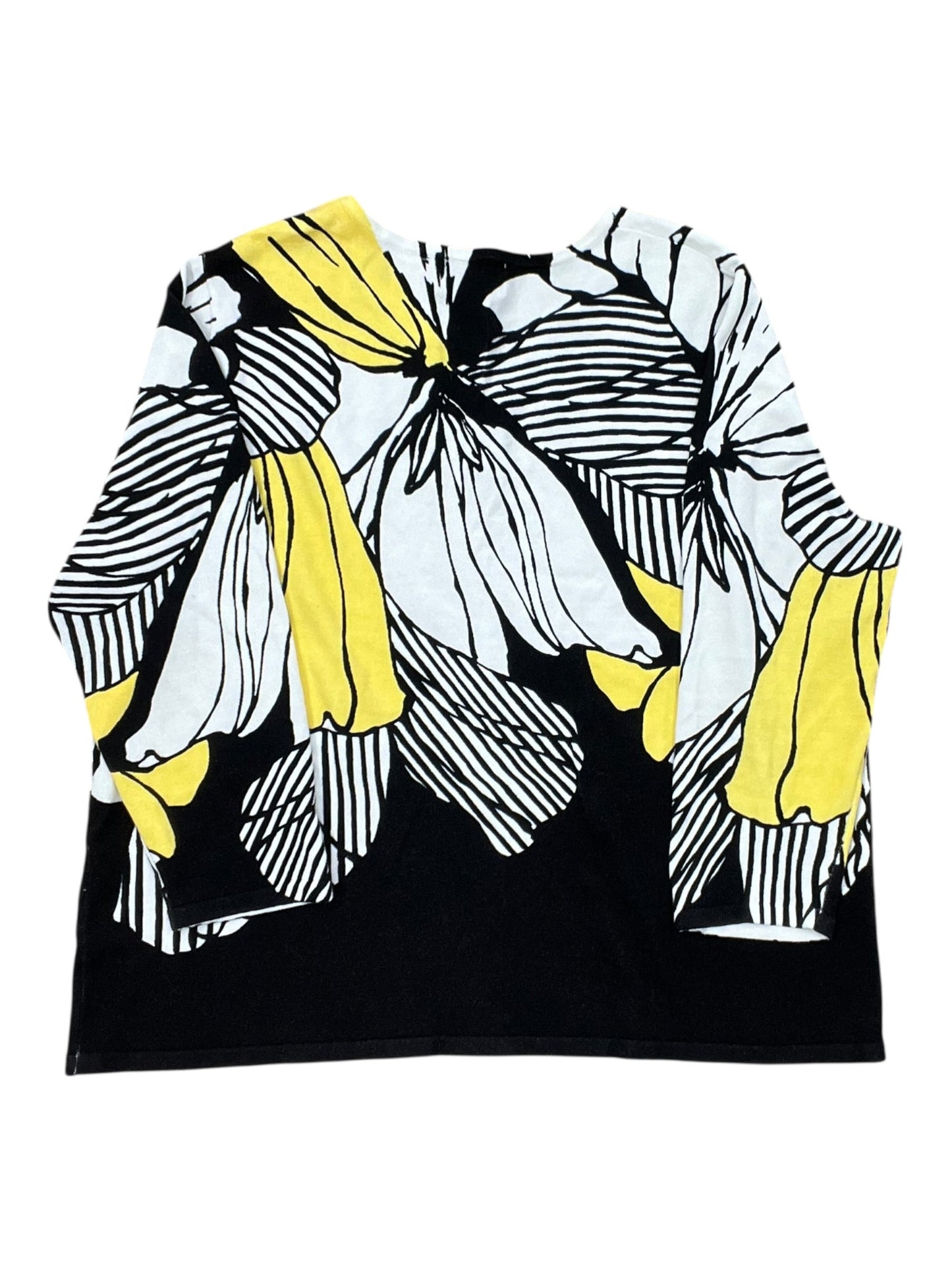 Sweater By Alfred Dunner In White & Yellow, Size:L