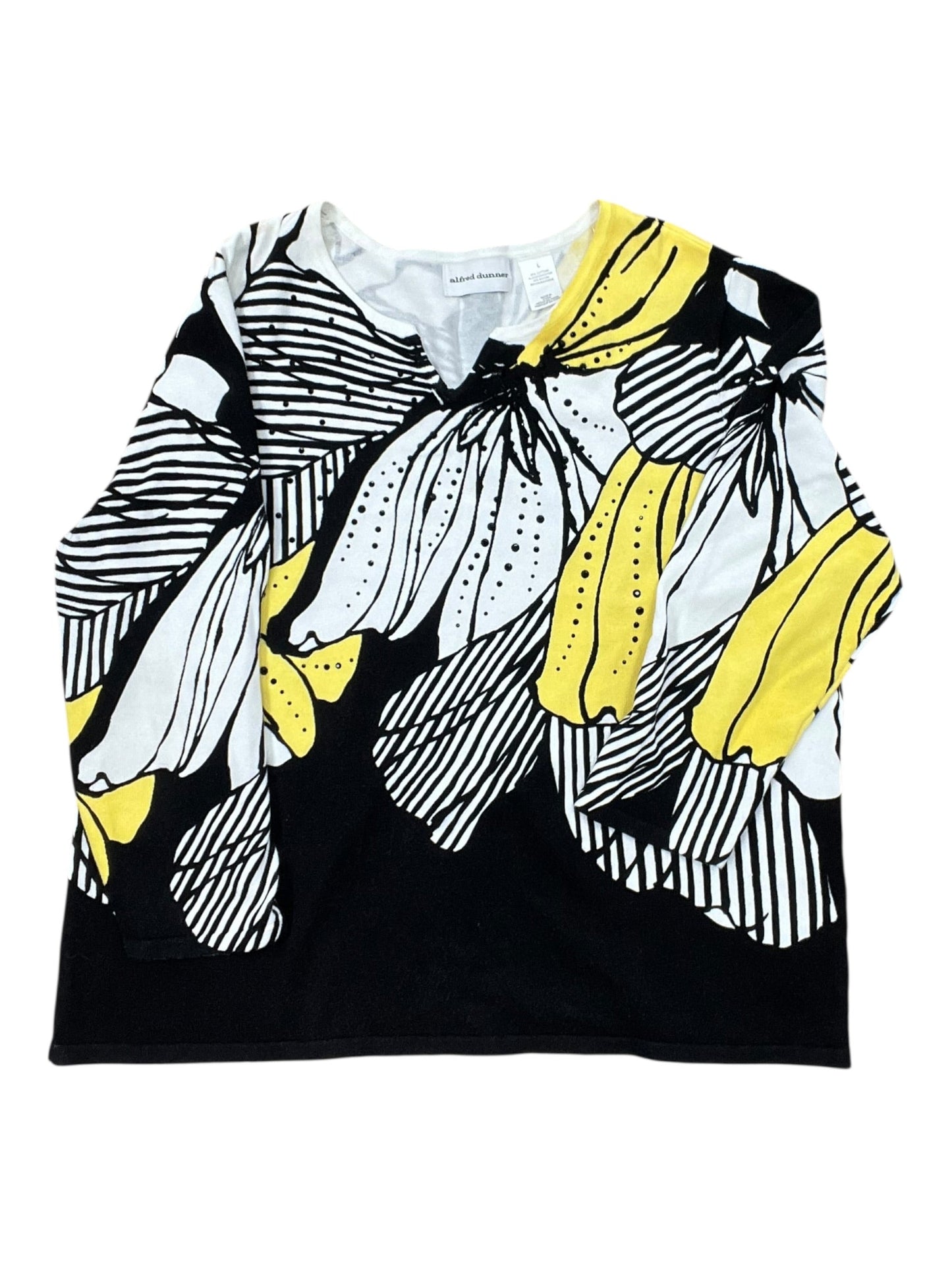 Sweater By Alfred Dunner In White & Yellow, Size:L