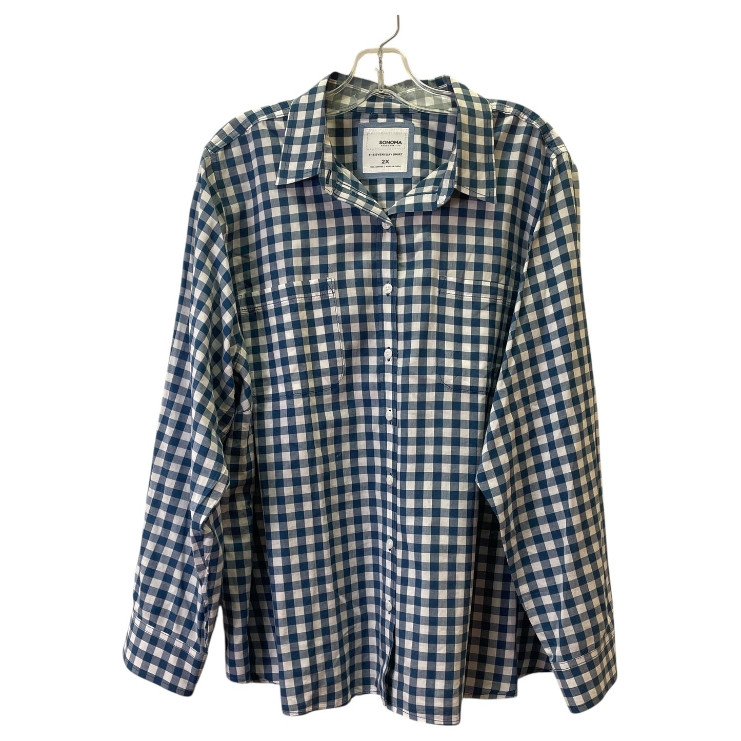 Top Ls By Sonoma In Blue & White, Size:2X