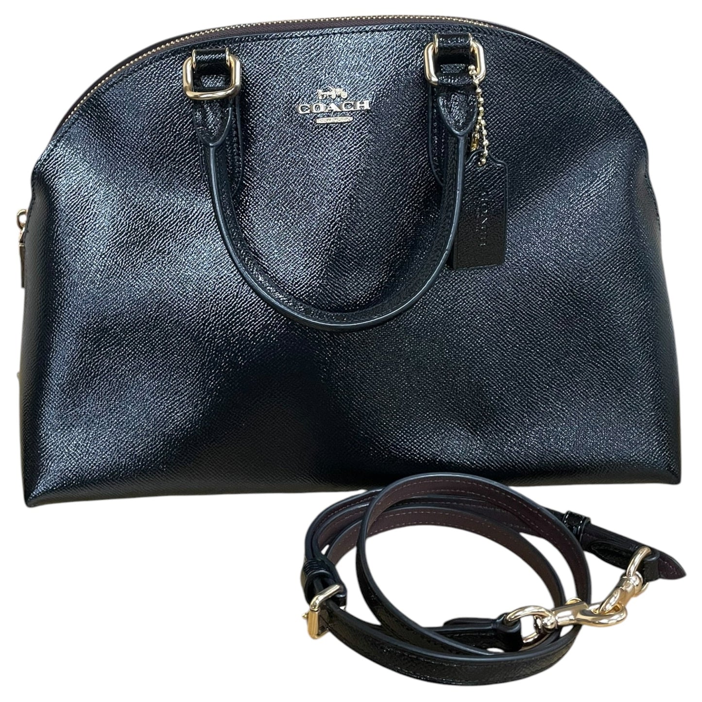 Handbag Designer By Coach In Black & Gold, Size:Large