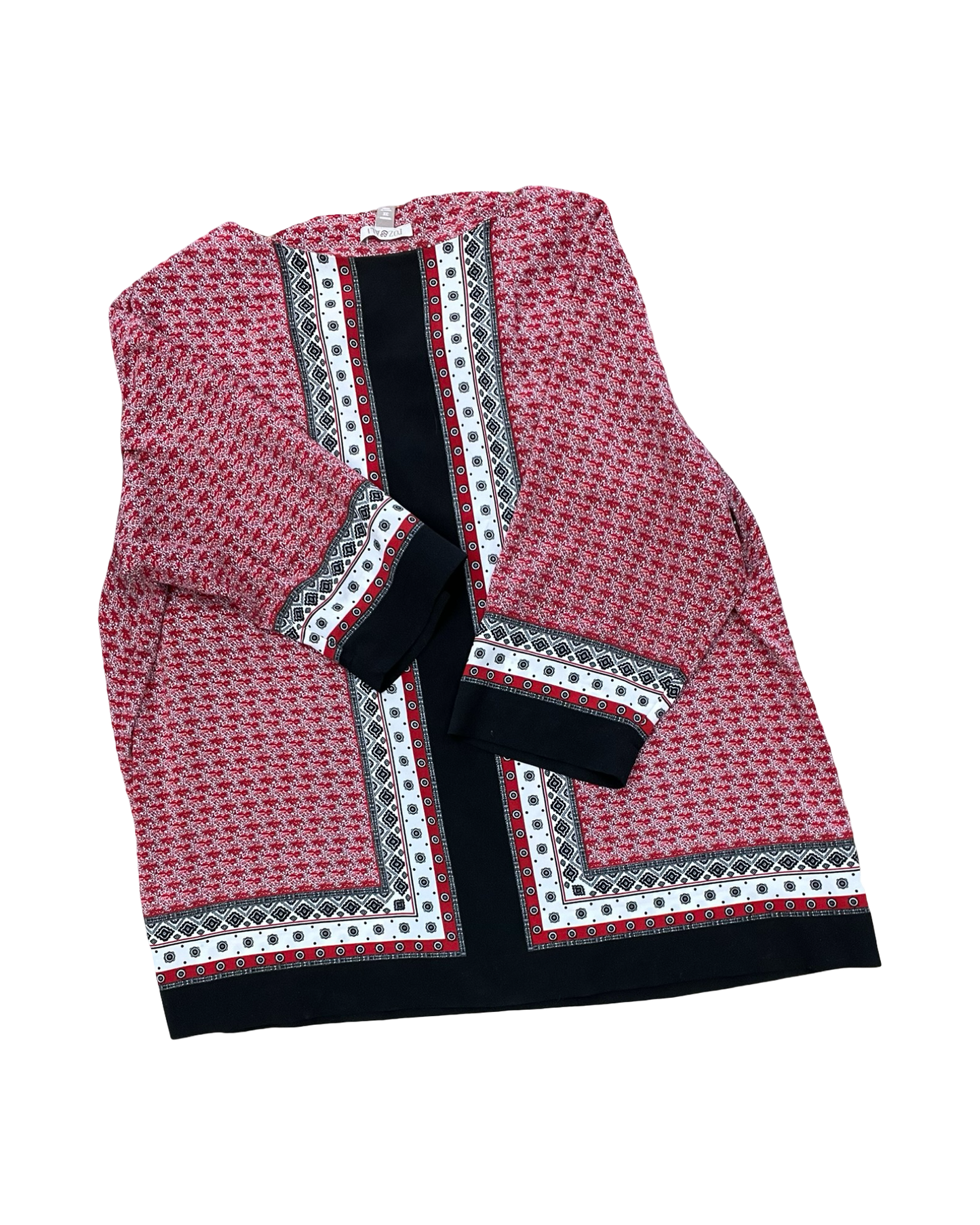 Top Ls By Roz And Ali In Black & Red, Size:3X