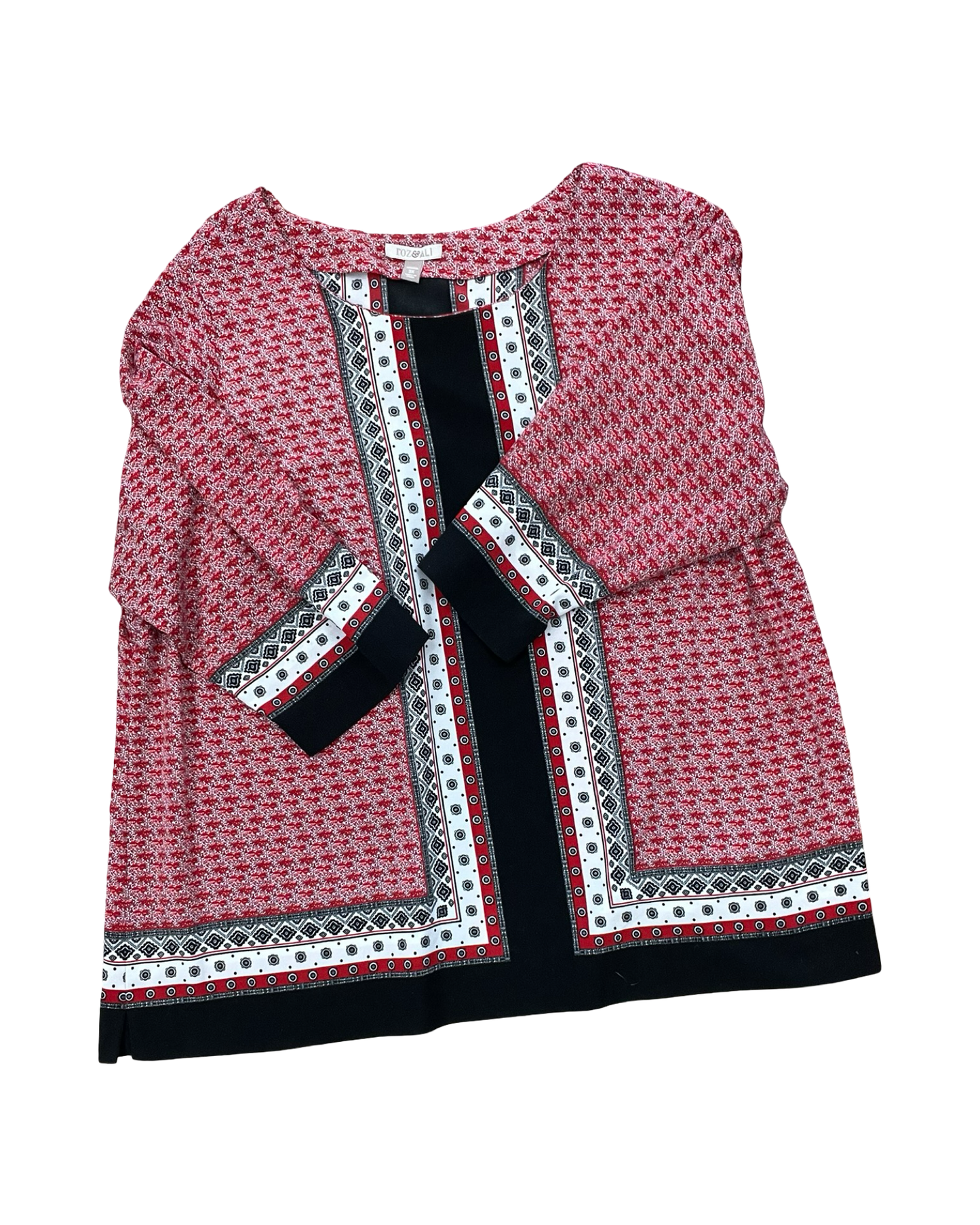 Top Ls By Roz And Ali In Black & Red, Size:3X