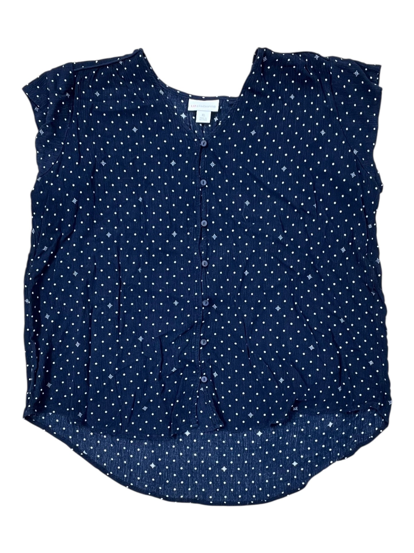 Blouse Ss By Liz Claiborne In Navy, Size:Xl