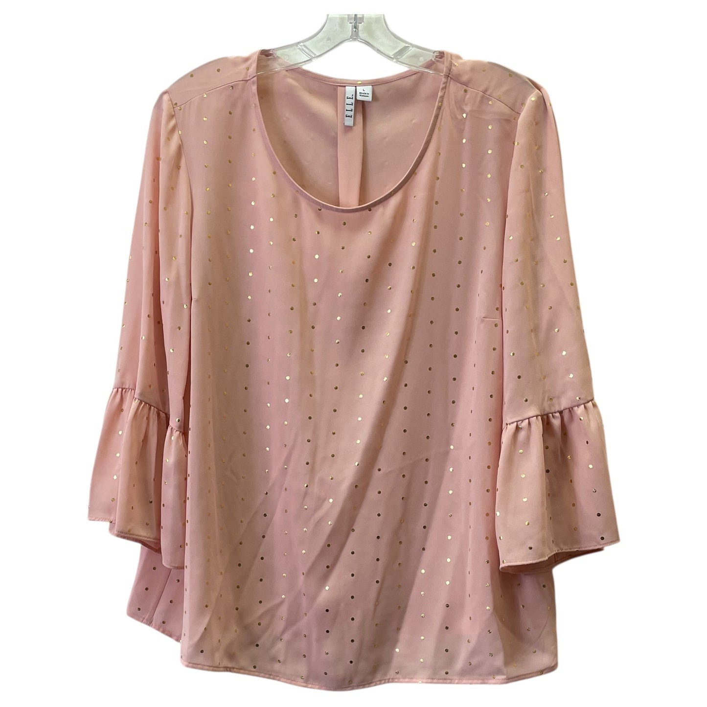 Top 3/4 Sleeve By Elle In Peach, Size:L