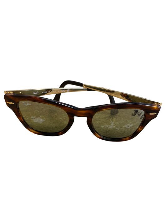 Sunglasses Designer By Ray Ban In Brown & Gold