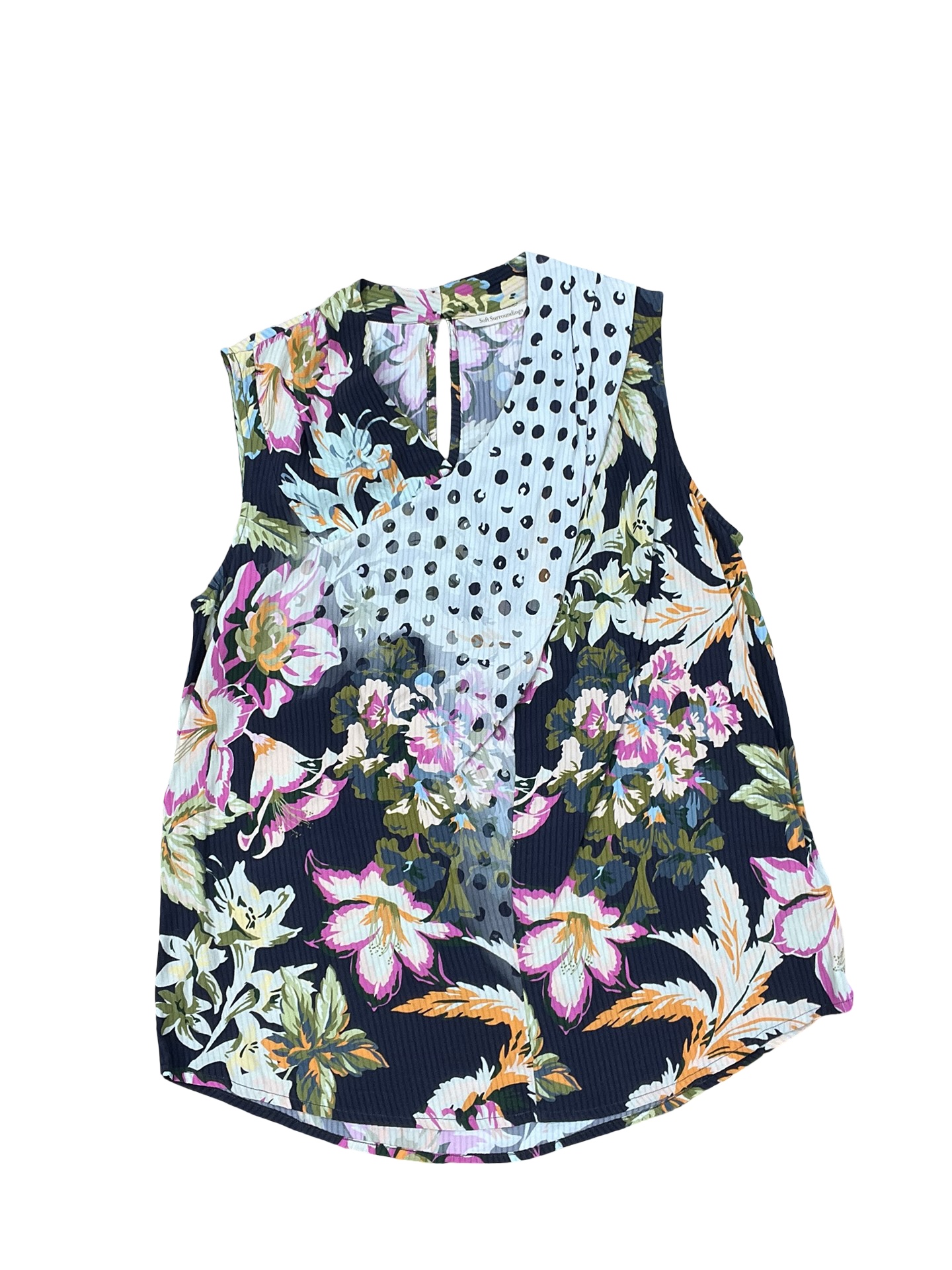 Top Sleeveless By Soft Surroundings In Blue & White, Size:M