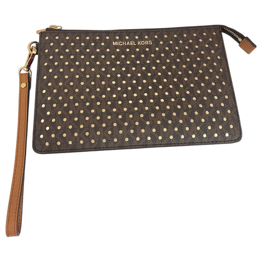 Wristlet Designer By Michael Kors In Brown & Gold, Size:Medium