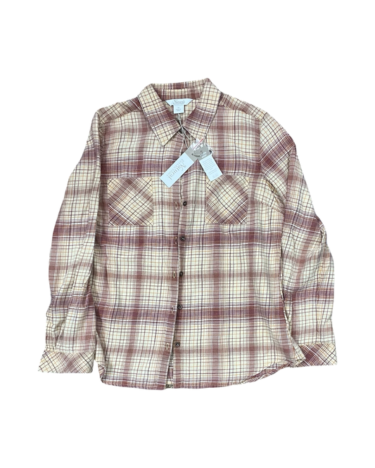Blouse Ls By Natural Reflections In Red & Tan, Size:M