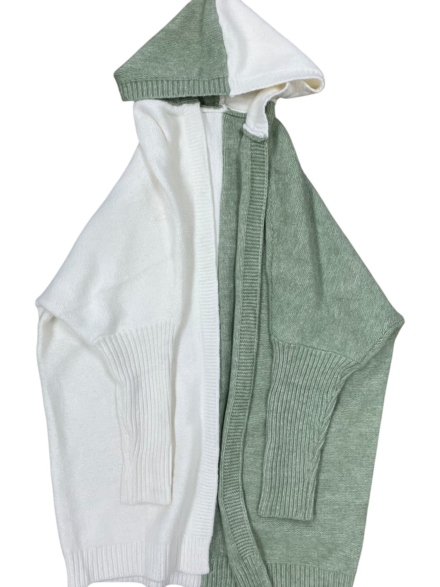 Sweater Cardigan By Clothes Mentor In Cream & Green, Size:L