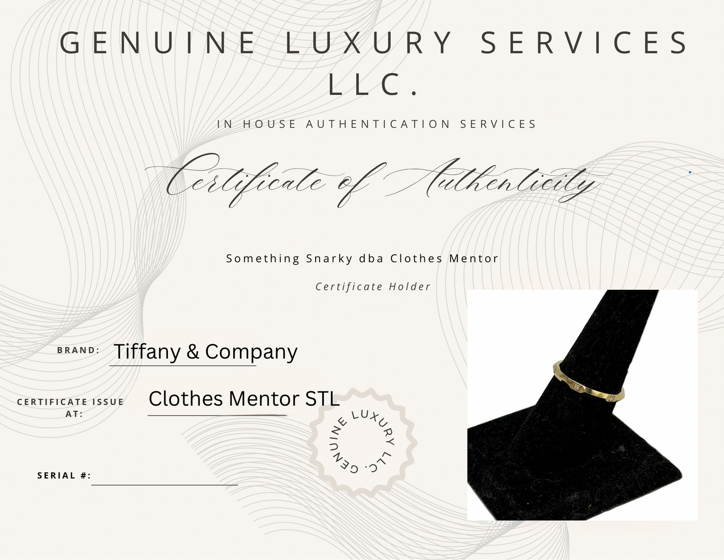 Tiffany & Company True Band Diamond Luxury Ring In 18k Gold , Size: 9.5