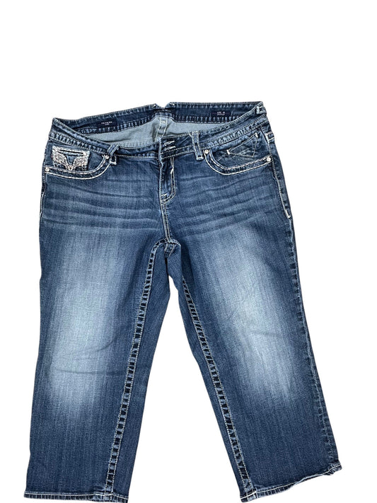Jeans Cropped By Vigoss In Blue Denim, Size:18