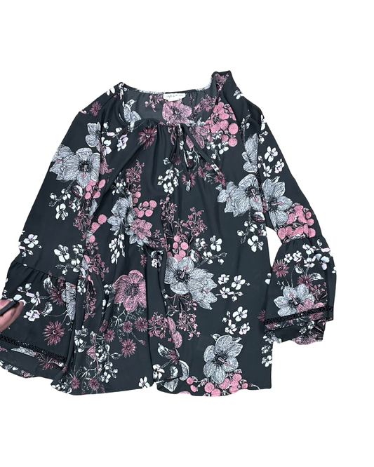 Top 3/4 Sleeve By Style And Company In Grey & Pink, Size:2X