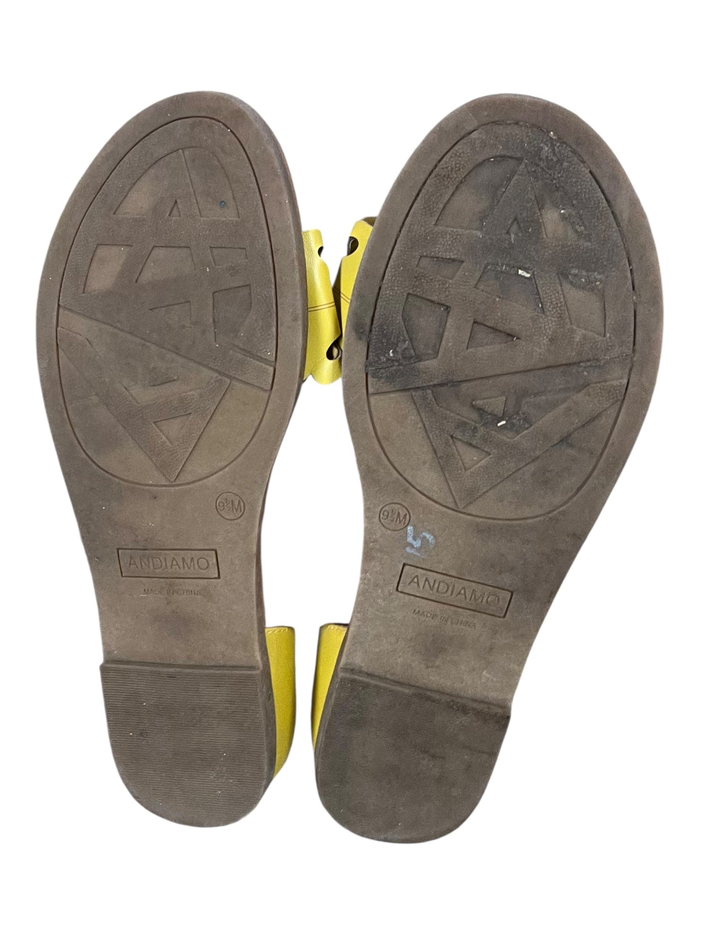 Sandals Flats By Andiano In Yellow, Size:9.5
