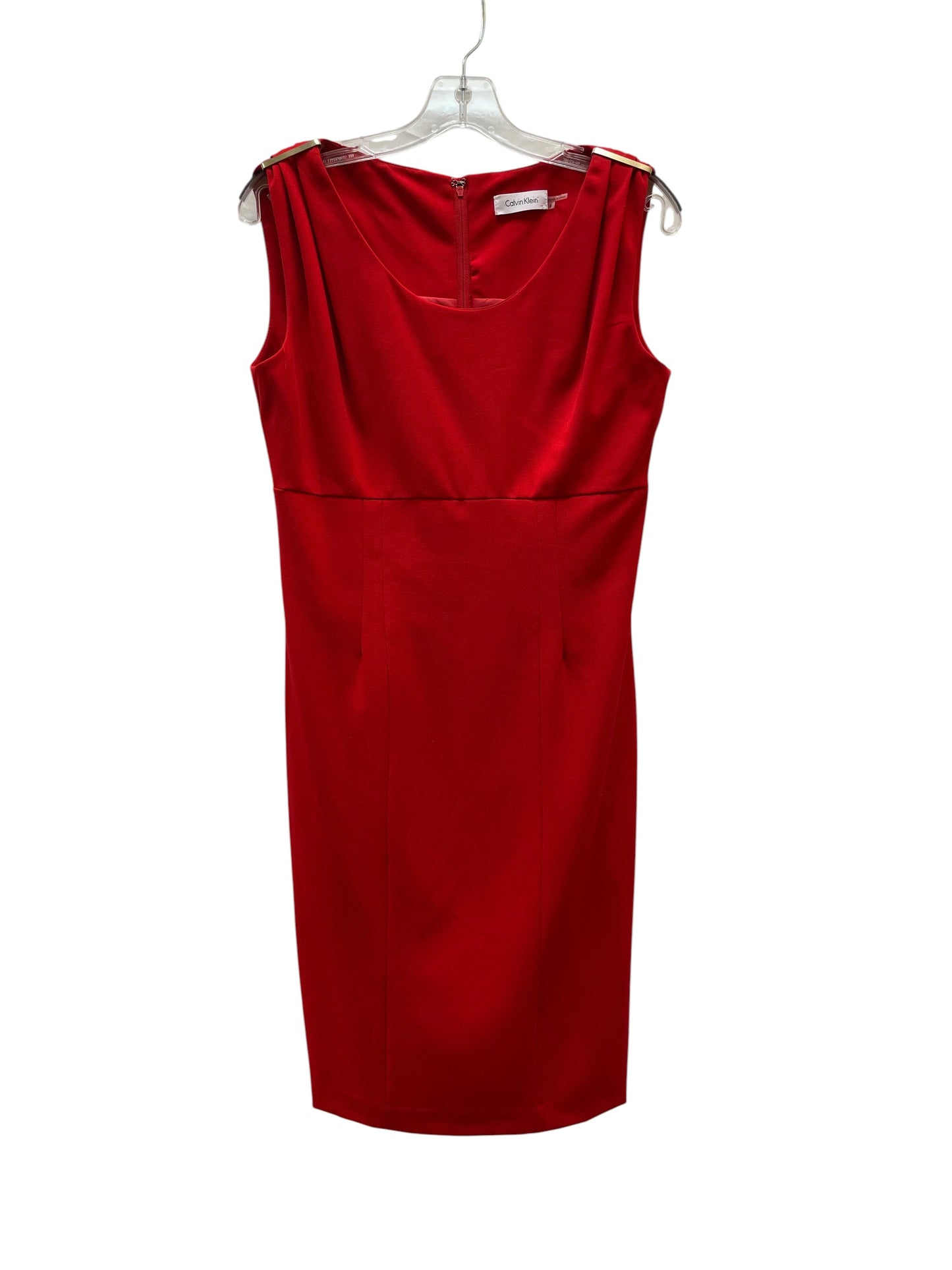 Dress Party Midi By Calvin Klein In Gold & Red, Size:M