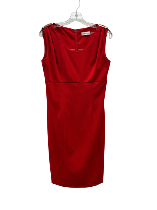 Dress Party Midi By Calvin Klein In Gold & Red, Size:M