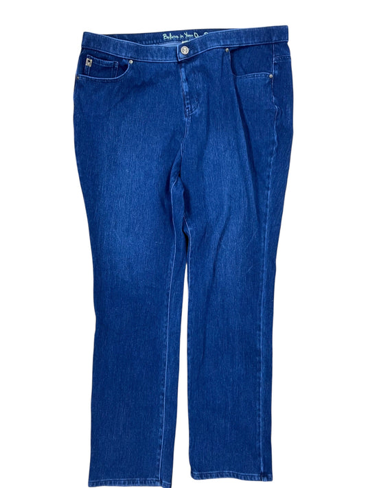 Jeans Jeggings By Belle By Kim Gravel In Blue Denim, Size:20