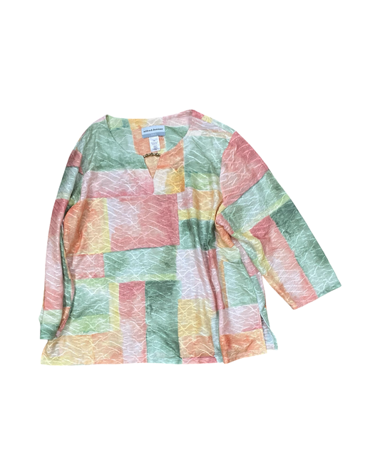 Top 3/4 Sleeve By Alfred Dunner In Green & Orange, Size:Lp