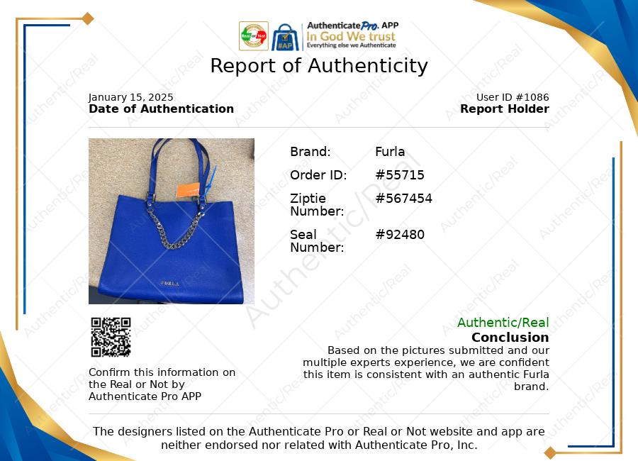 Handbag Luxury Designer By Furla In Blue, Size:Medium