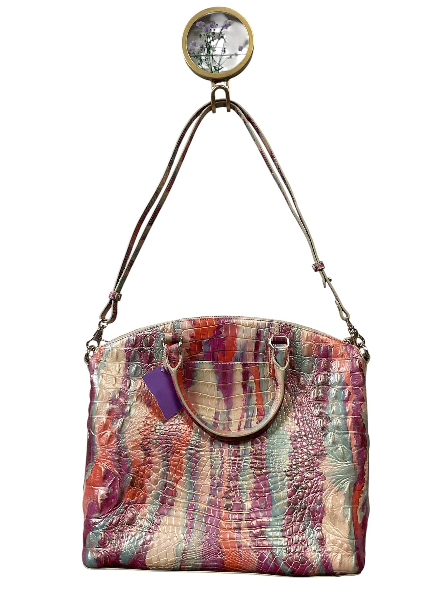 Handbag Designer By Brahmin In Pink & Tan, Size:Large