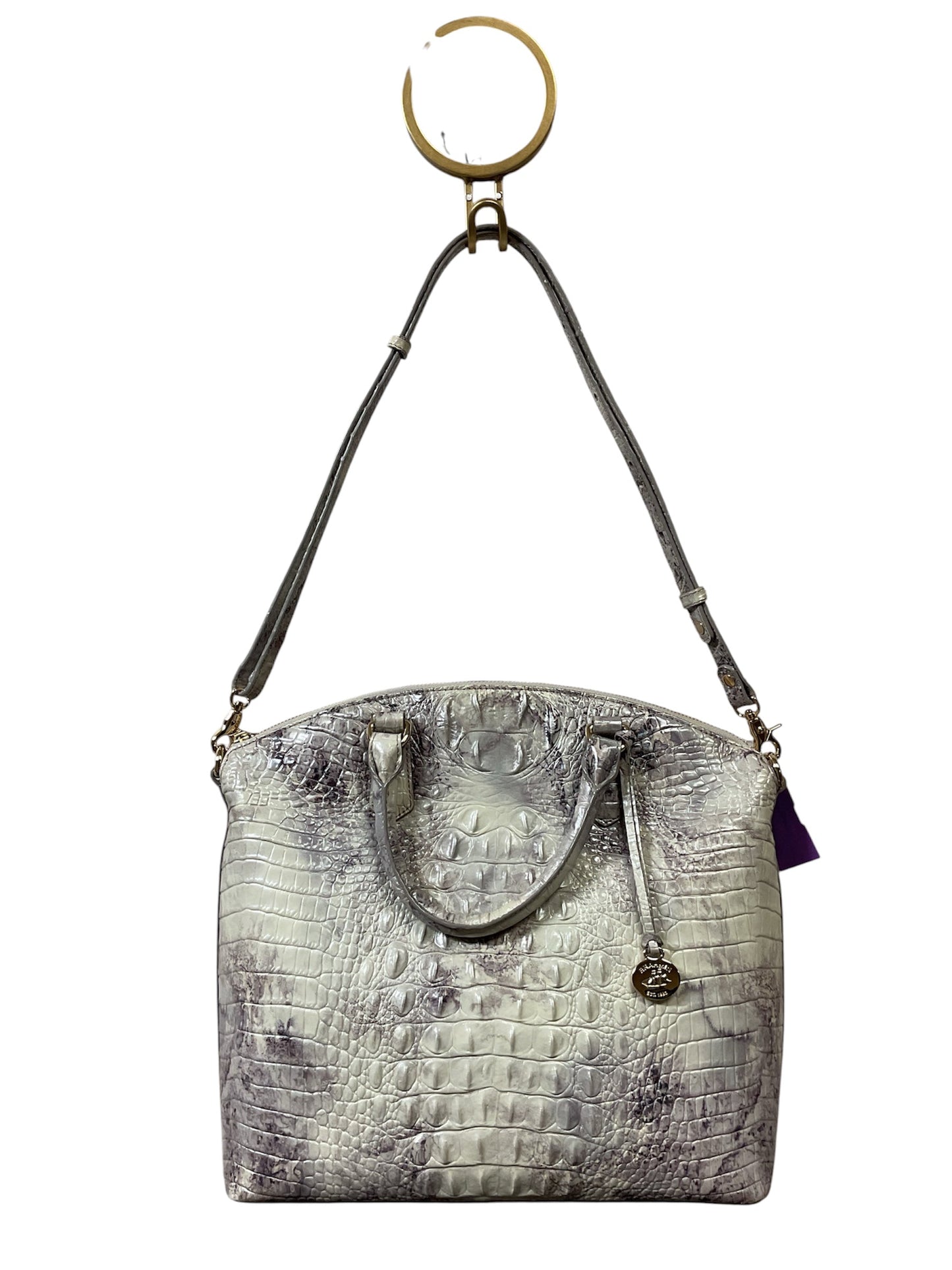Handbag Designer By Brahmin In Black & White, Size:Large