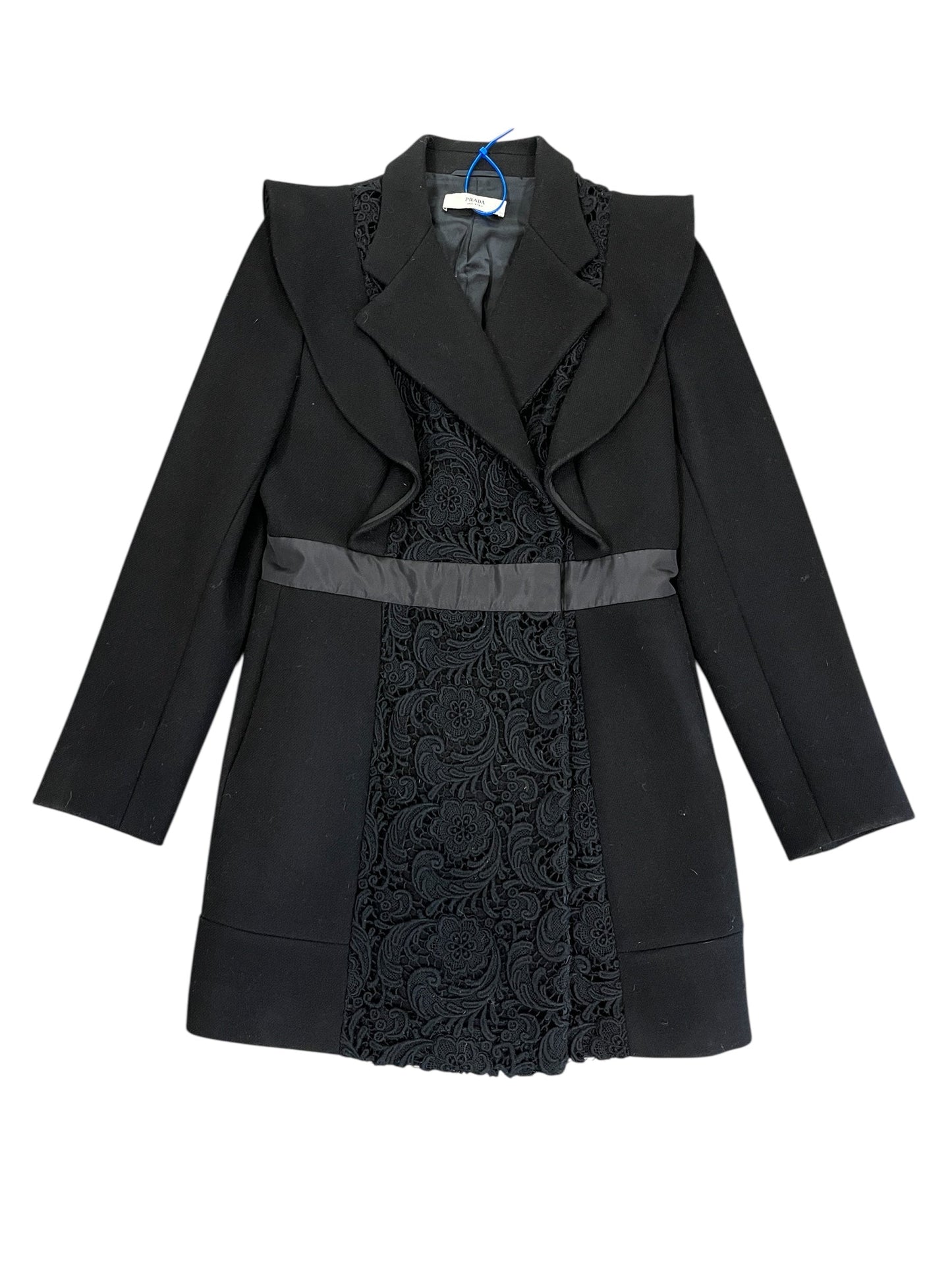 Coat Luxury Designer By Prada In Black, Size:S