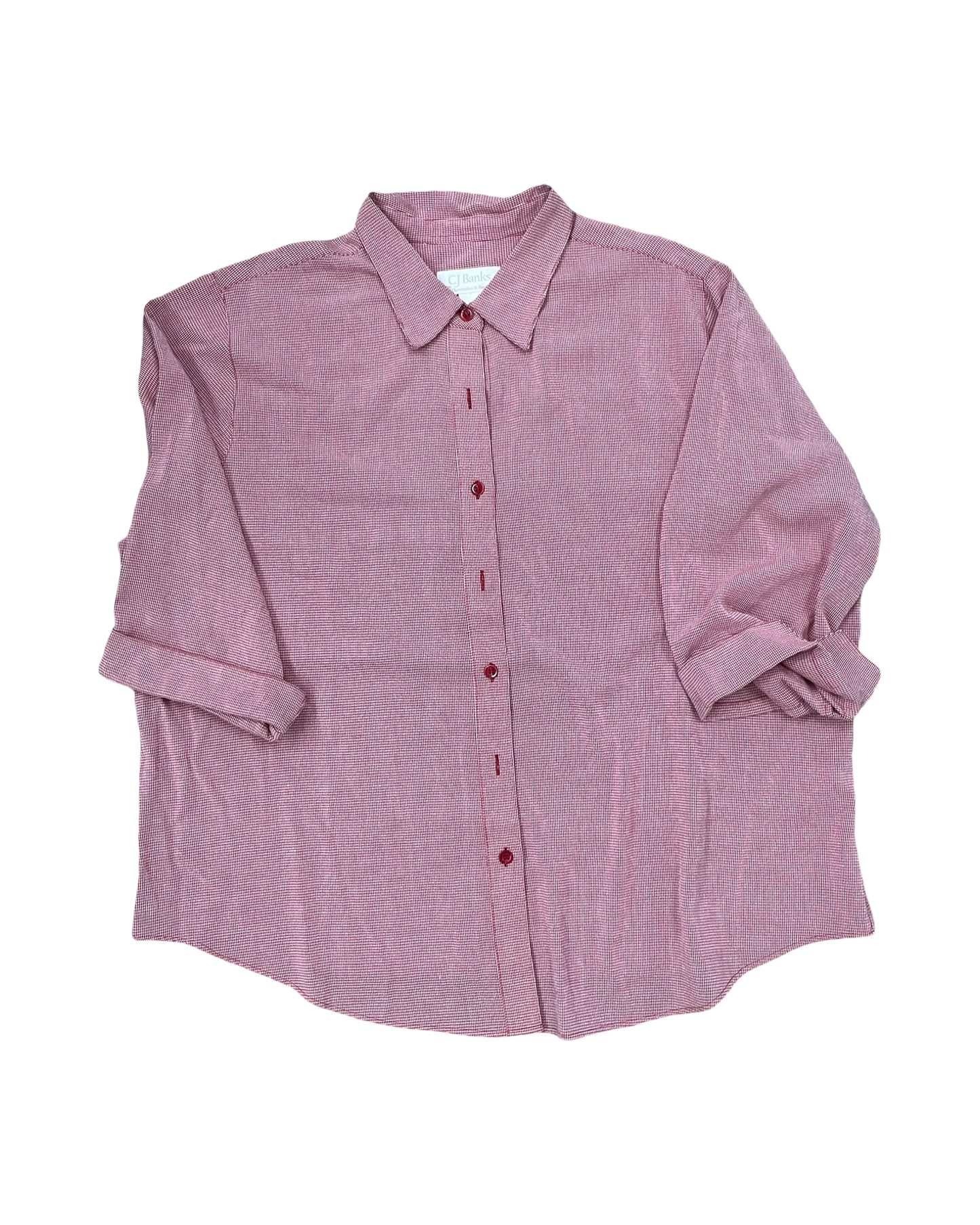 Blouse Ls By Cj Banks In Red, Size:2X