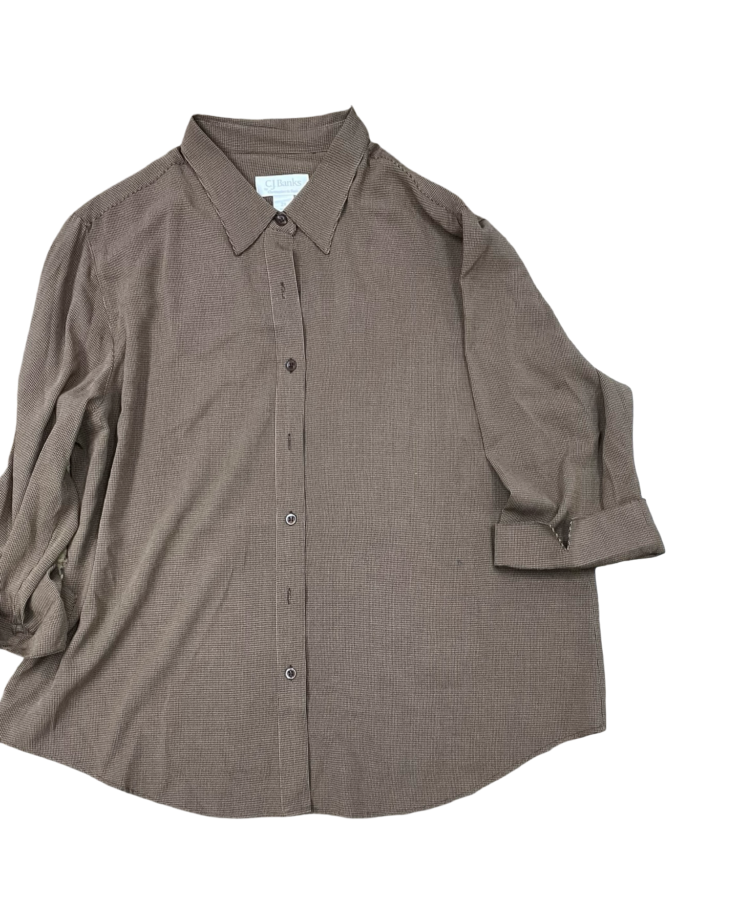 Blouse Ls By Cj Banks In Brown, Size:2X