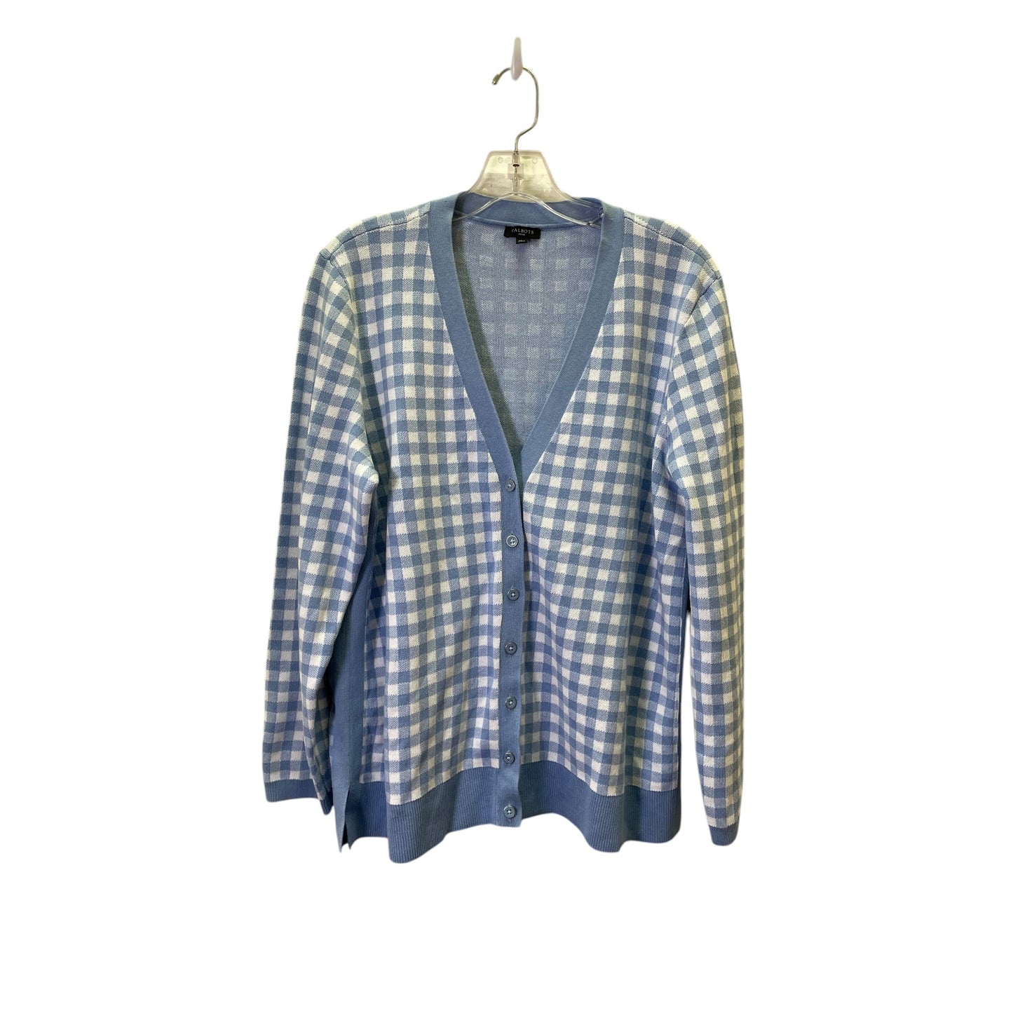 Sweater Cardigan By Talbots In Blue & White, Size:Xlp