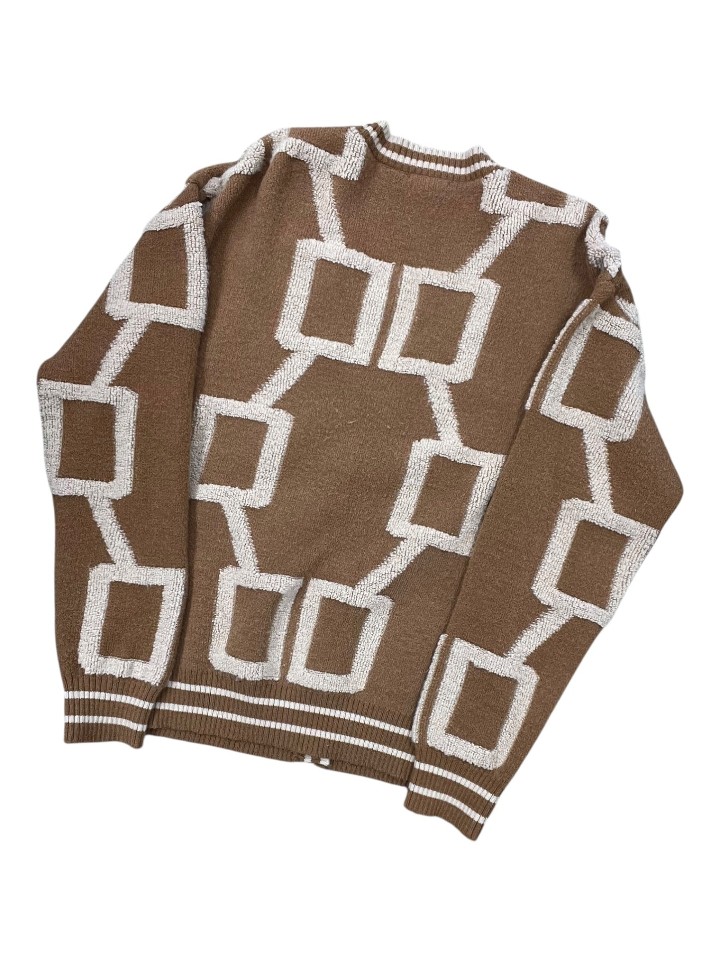 Sweater Cardigan By La Miel In Brown & Cream, Size:S