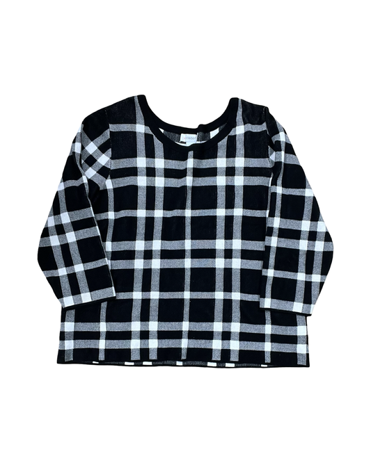 Top 3/4 Sleeve By Liz Claiborne In Black & White, Size:L