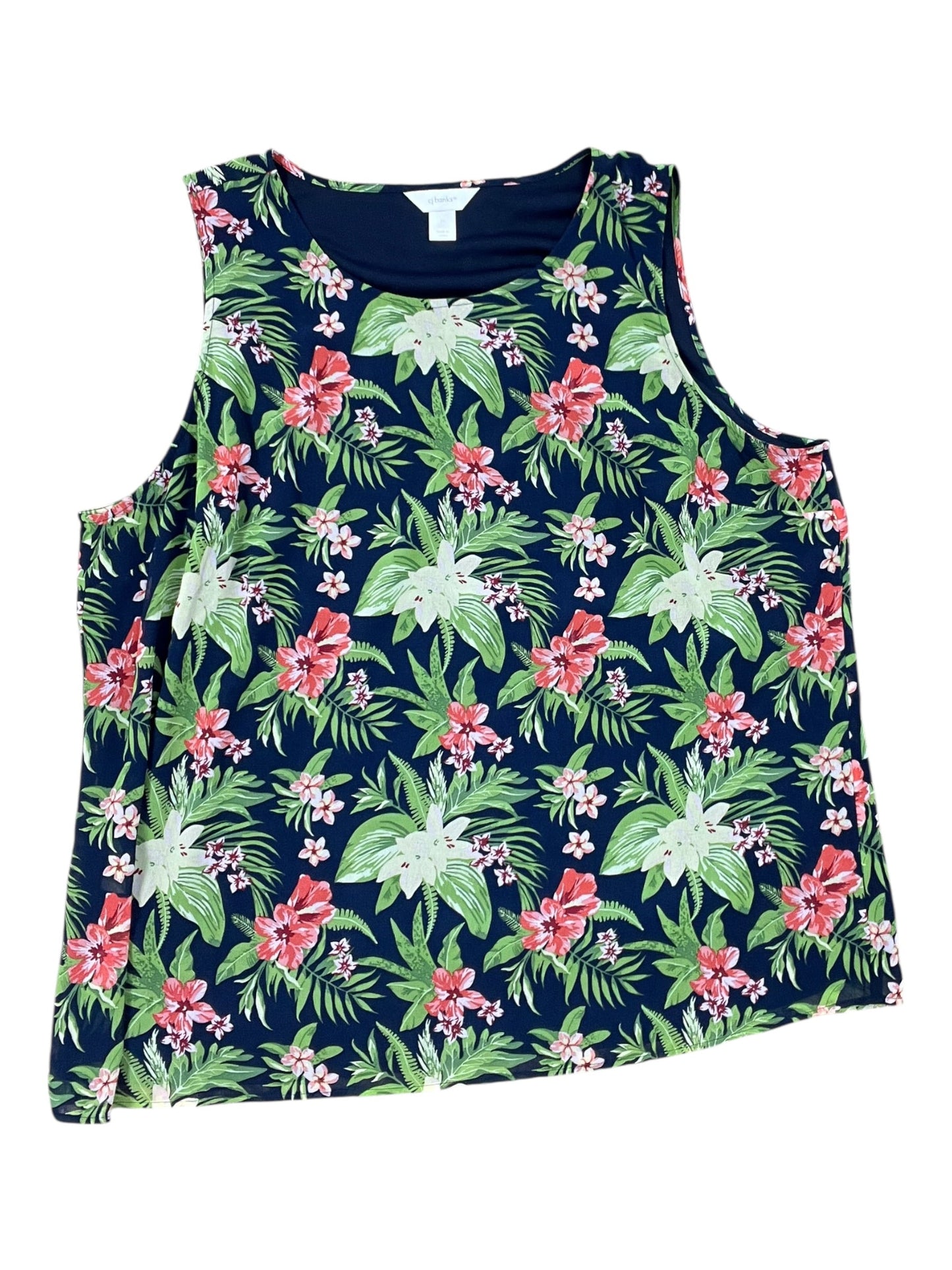 Top Sleeveless By Cj Banks In Blue & Green, Size:2X