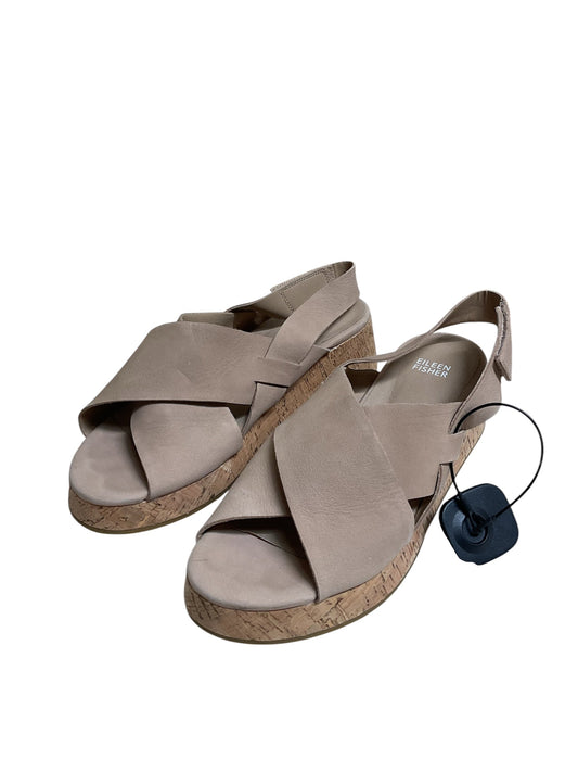 Sandals Heels Wedge By Eileen Fisher In Tan, Size:9