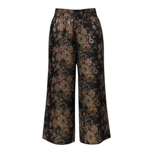 The Somerset Pull-On Pants: Cropped Jacquard Edition By Anthropologie In Floral Print, Size: XS
