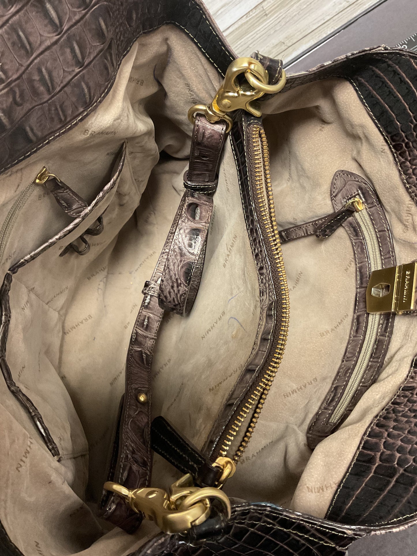 Handbag Designer By Brahmin In Brown, Size:Large