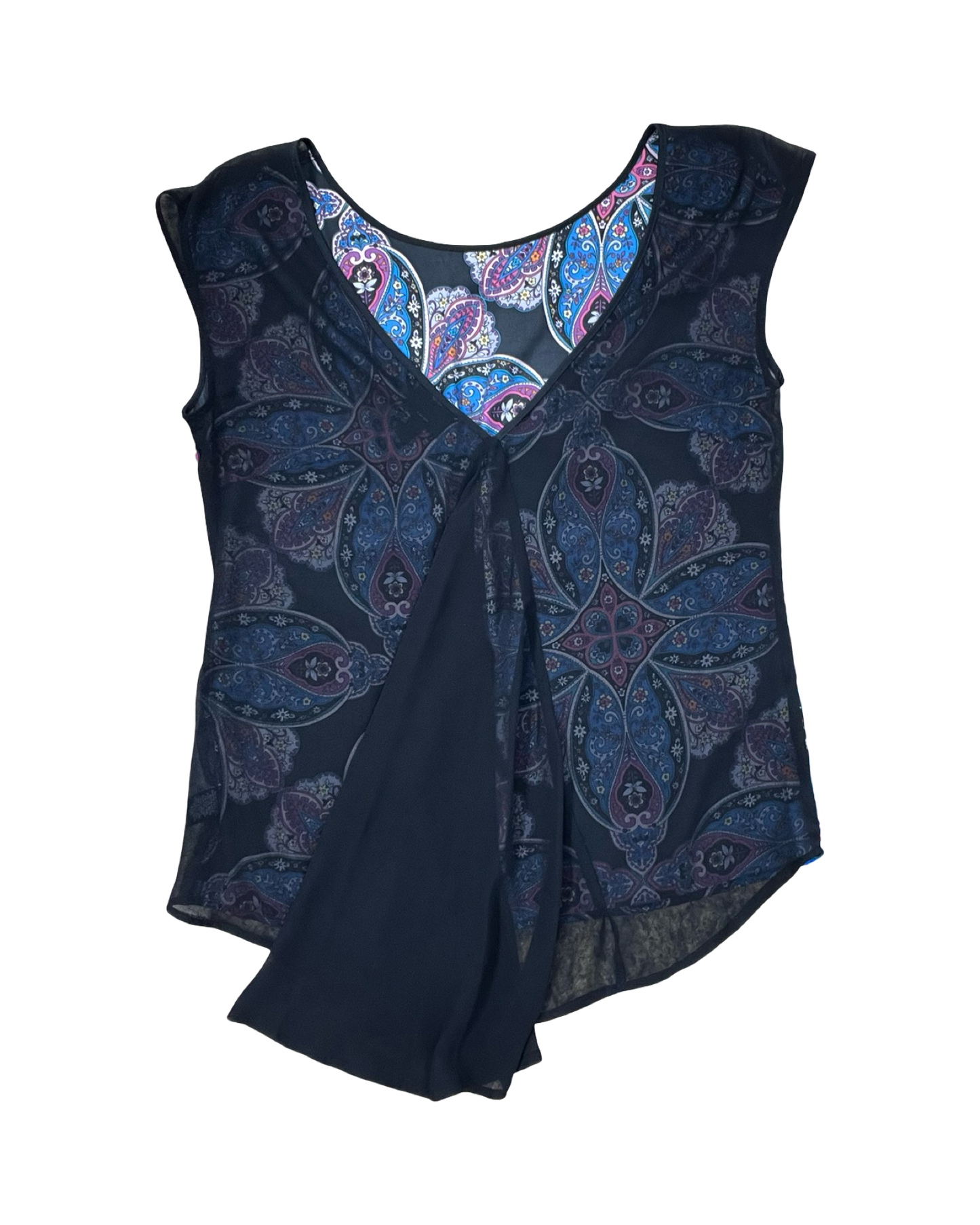 Top Sleeveless By Nicole By Nicole Miller In Black & Pink, Size:L