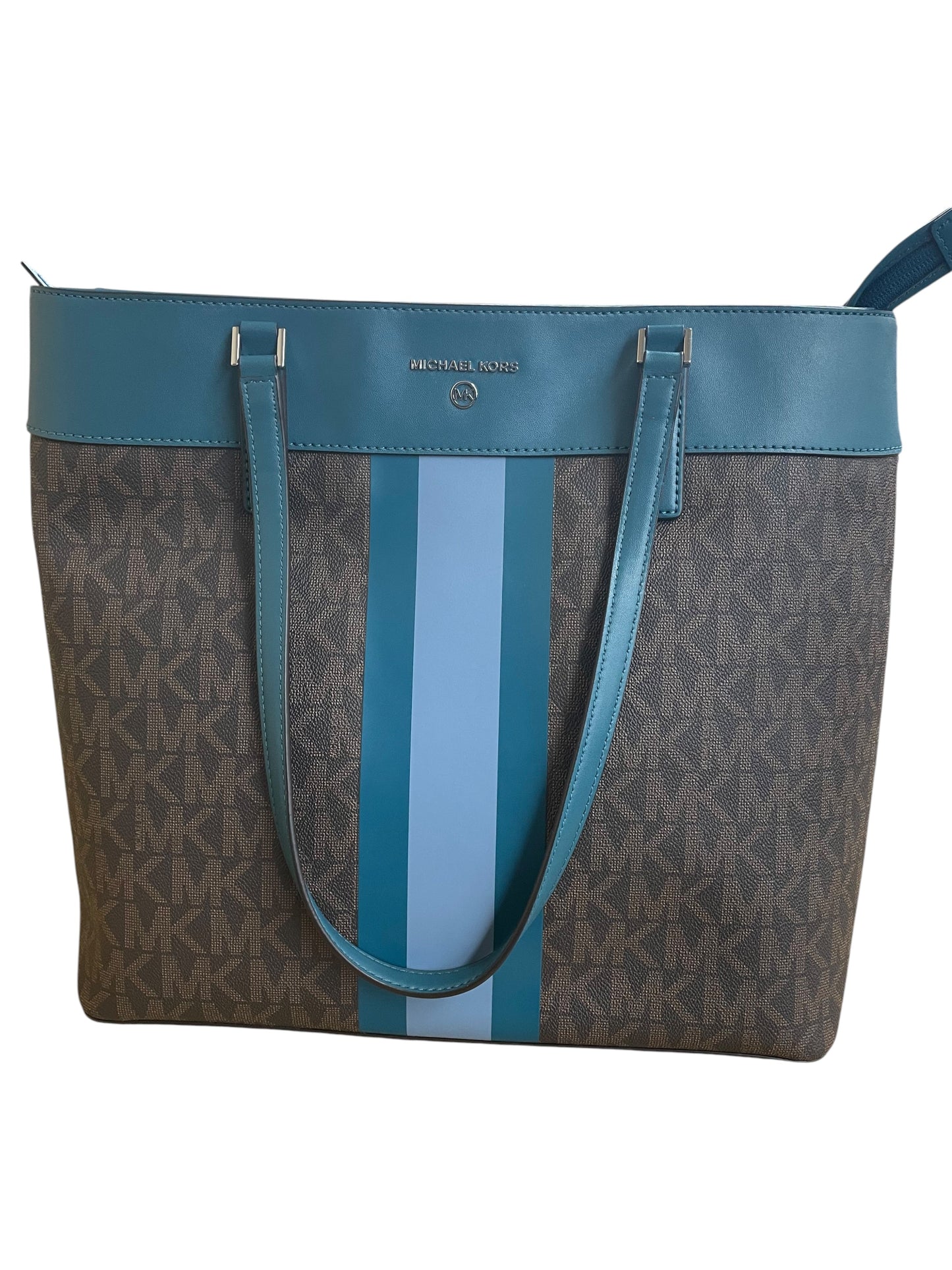 Handbag Designer By Michael Kors In Blue & Brown, Size:Large