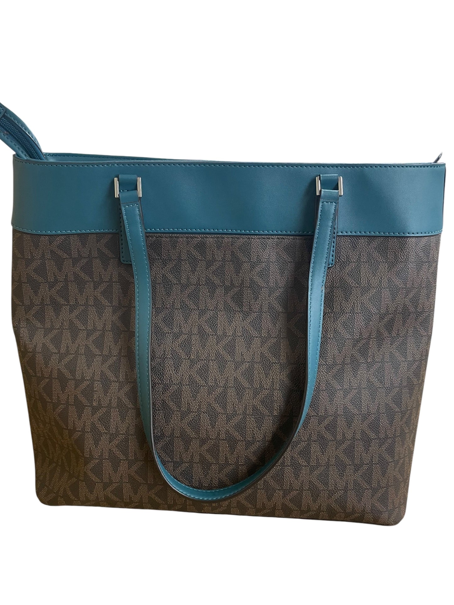 Handbag Designer By Michael Kors In Blue & Brown, Size:Large
