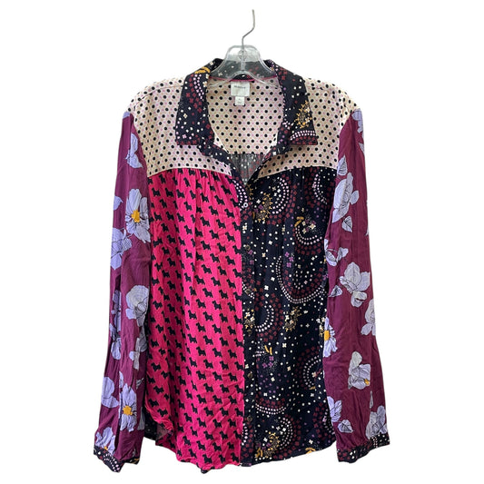 Blouse Ls By Maeve In Purple, Size:Xl