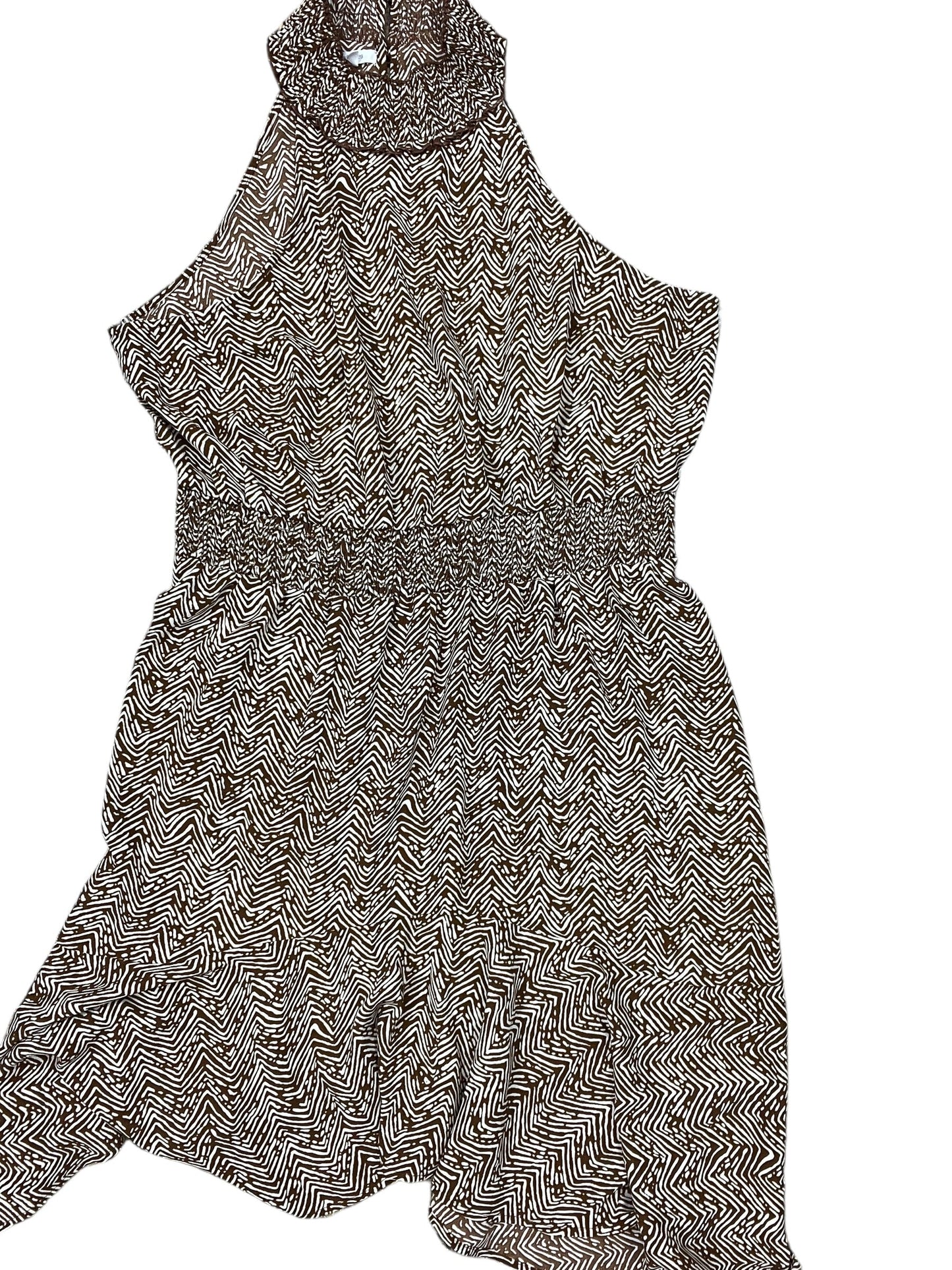 Dress Casual Midi By Maurices In Brown & Cream, Size:1X