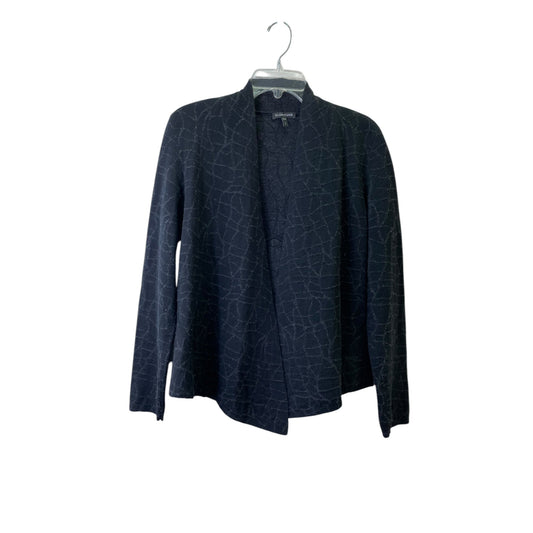 Sweater Cardigan By Eileen Fisher In Black & Grey, Size:S