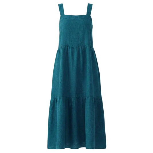 Organic Linen Dress Casual Maxi By Eileen Fisher In Teal, Size: 2X