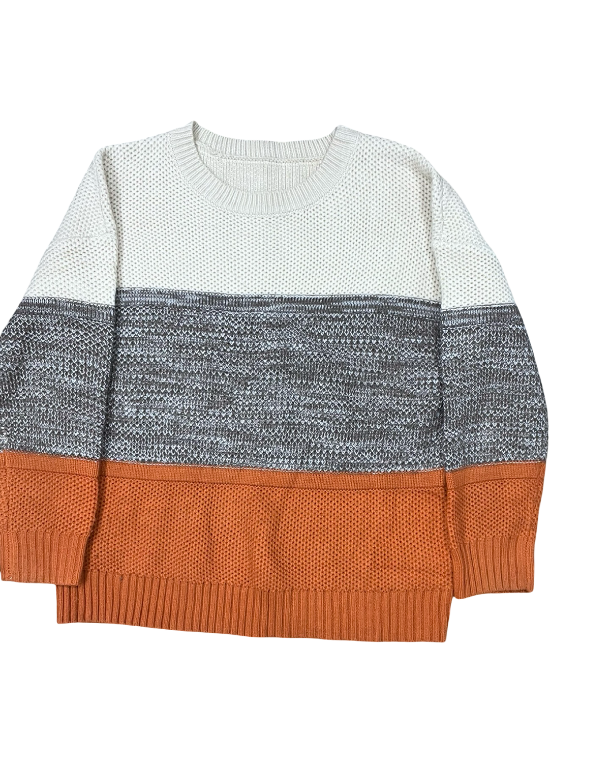 Sweater By Clothes Mentor In Cream & Orange, Size:L
