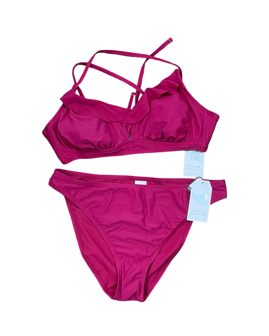 Swimsuit 2Pc By Time And Tru In Pink, Size:L