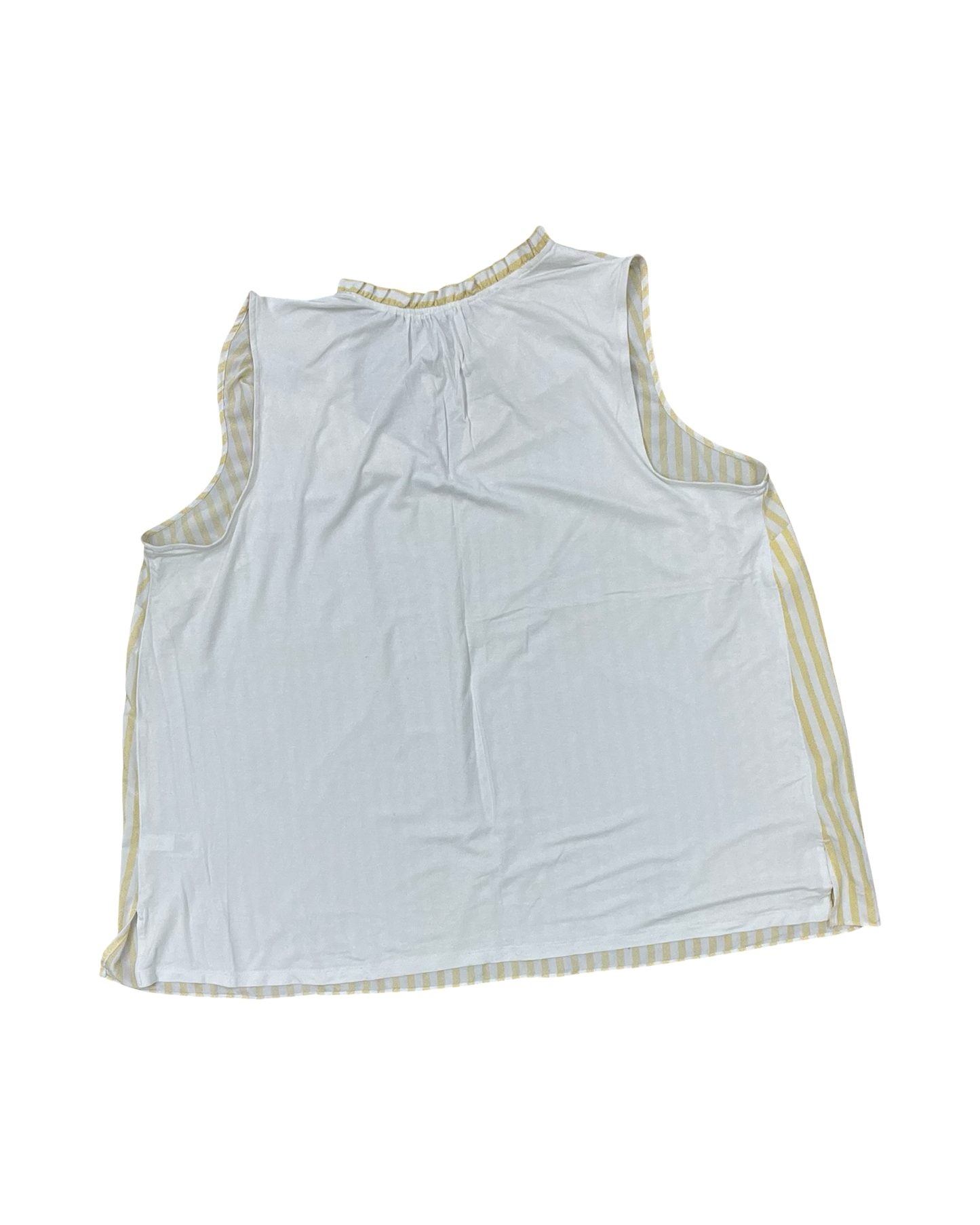 Top Sleeveless By Ava & Viv In White & Yellow, Size:2X