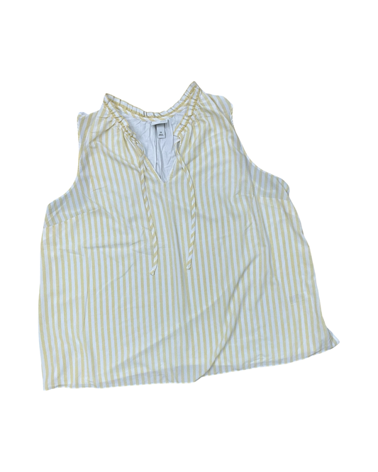 Top Sleeveless By Ava & Viv In White & Yellow, Size:2X