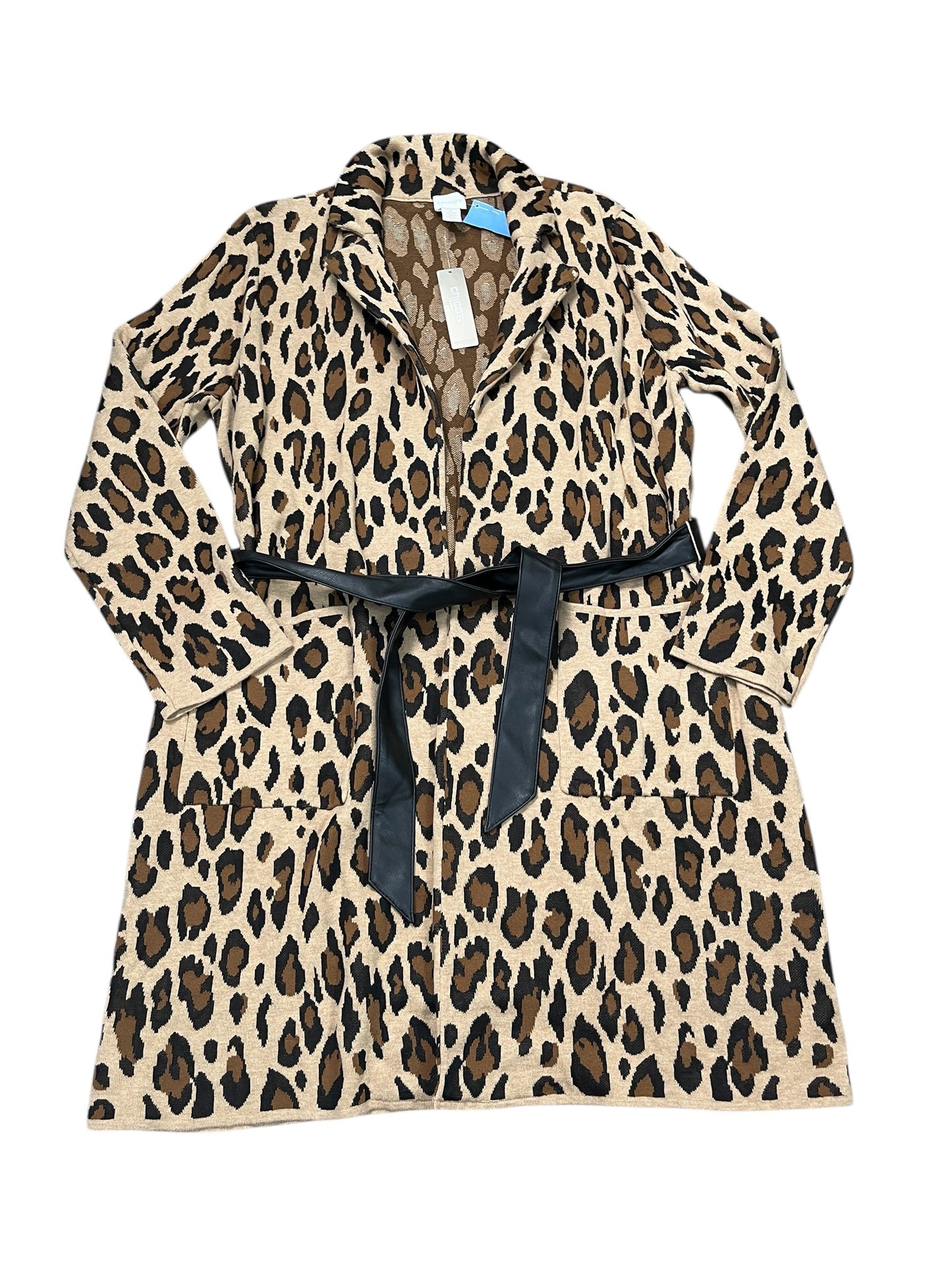 Cardigan By Chicos In Leopard Print, Size:L